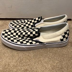 Checkered vans slip one size 10